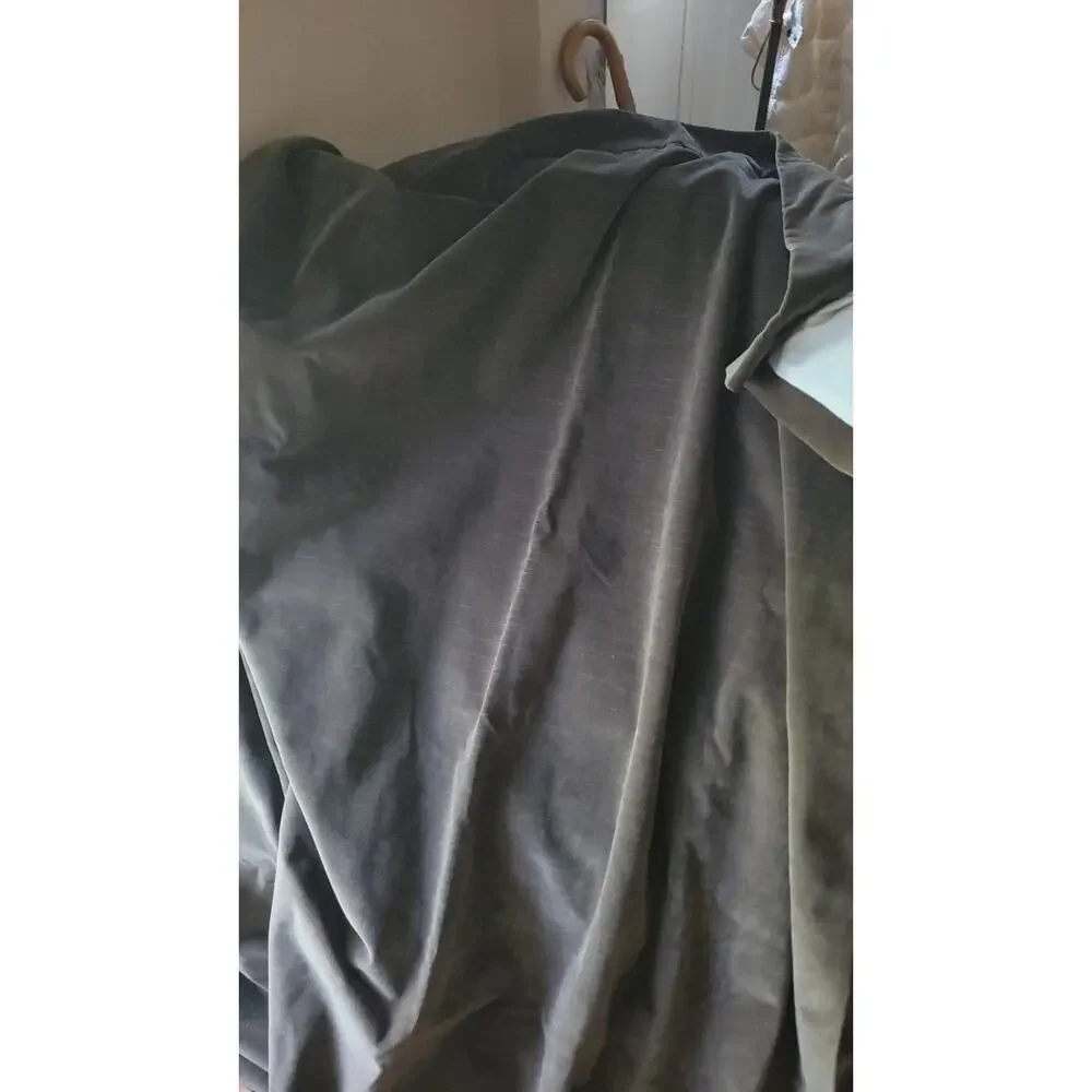 Restoration Hardware Italian Cotton Velvet Solid Green Curtain Panel
